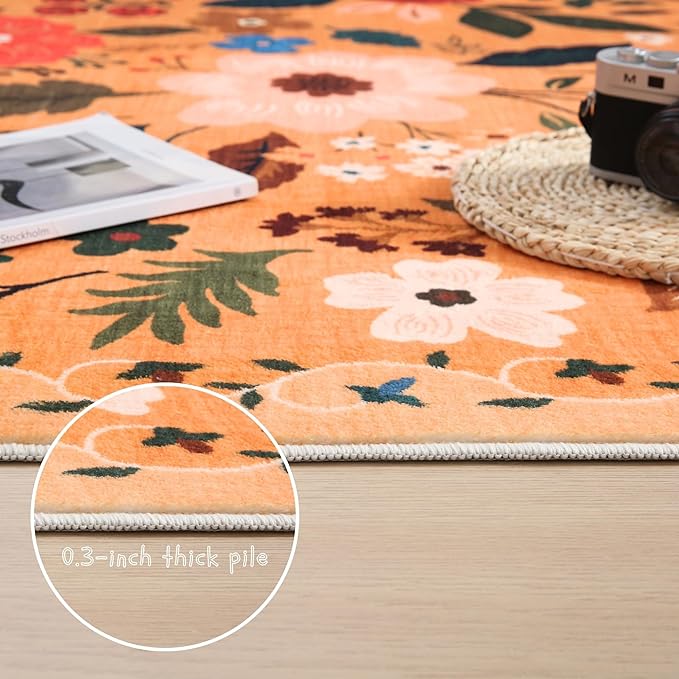 Rugcomf Door Mat Indoor Entrance 2x3 Rug Machine Washable Boho Floral Small - Image 4