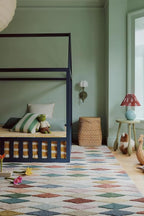 Hand-Tufted Wool Rug with Multicolor Diamond Pattern - Image 2