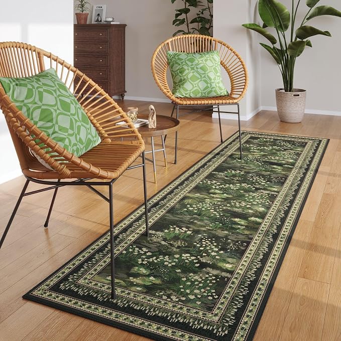 Rugcomf 2x6 Runner Rug Impressionist-Style Vintage Kitchen Rugs Non Slip - Image 2