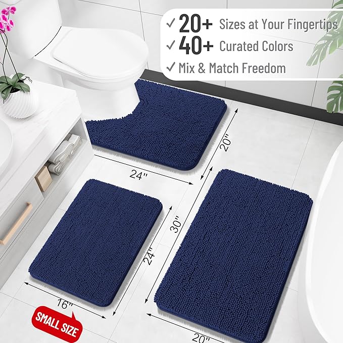 OLANLY Bathroom Rugs 24x16, Extra Soft Absorbent Chenille Bath Rugs, Rubber - Image 2
