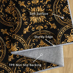 Black Gold Baroque Rug, Washable 6x9 Rug - Image 5