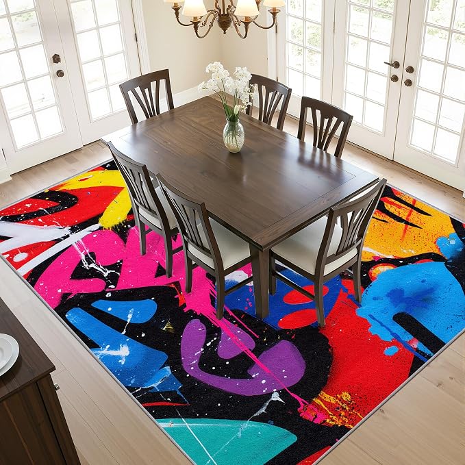 Pop Art Rug - 2x3 Area Rugs, Colorful Geometric Abstract Entryway Rug, Retro - Image 6