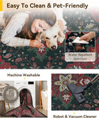 Area Rugs 6'x9' Washable Non-Slip, Floral Vintage Distress Print Pattern - Image 4