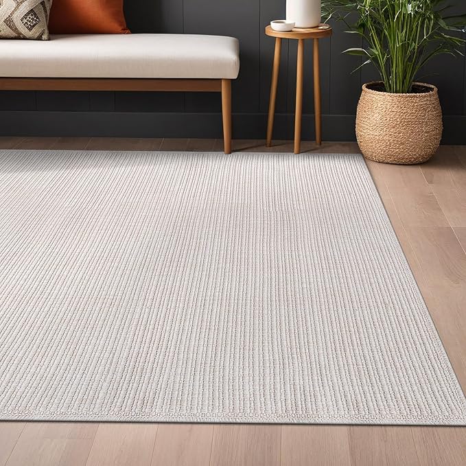 Beverly Rug Easy Jute Off White Rug 8x10 Solid Washable Durable Outdoor Indoor - Image 5