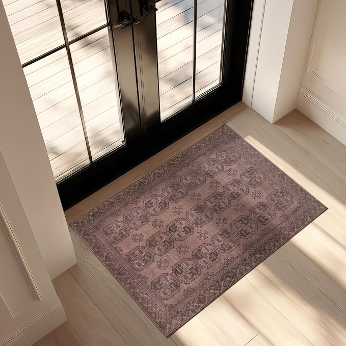 Kuden 2x3 Small Rug, Machine Washable, Non-Slip Backing, Vintage Style - Image 4