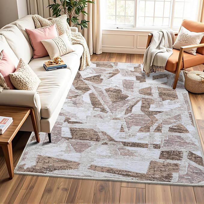Brown 6X9 Area Rugs for Living Room Bedroom, Modern Abstract Large Carpet - Image 5