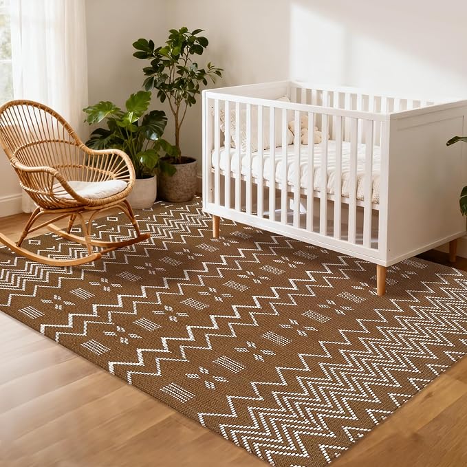 Washable Area Rug 5x7 ft, Rubber Backed Non Slip Faux Jute Rug - Image 3