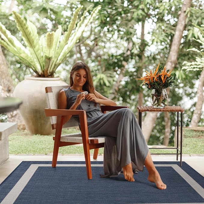 CAMILSON Outdoor Rug 5x7, Modern Outside Rugs - Image 9
