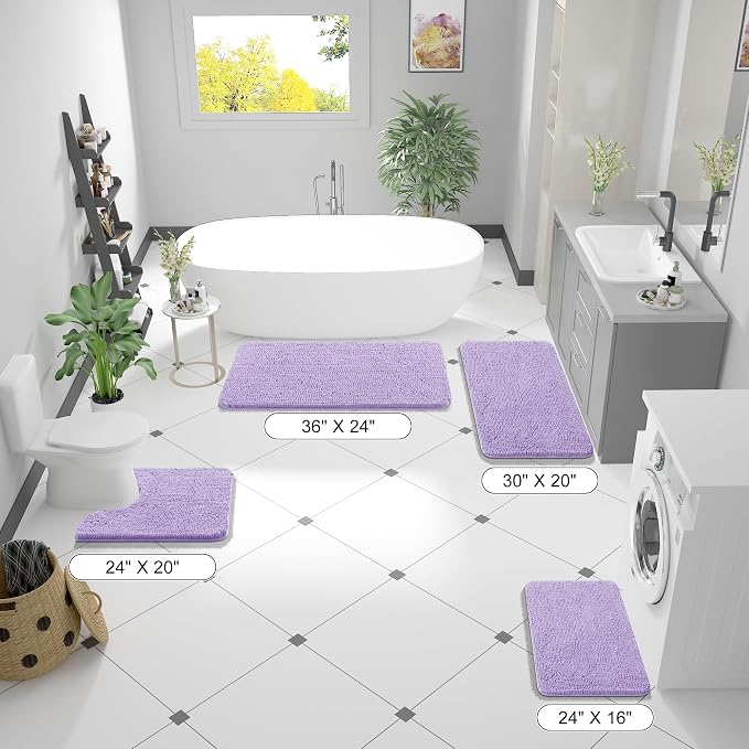 OLANLY Bathroom Rugs 36x24, Extra Soft Absorbent Chenille Bath Rugs, Rubber - Image 8