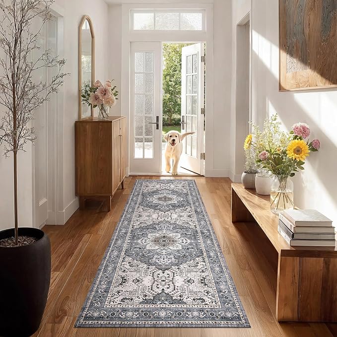 PURRUGS Vintage Farmhouse Boho Runner Rug 2x6 ft, Non-Slip Machine Washable Rug - Image 2