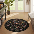 Vintage Medallion Floral Round Rug 4ft, Washable Circle Area Rug, Non-Slip Soft - Image 3