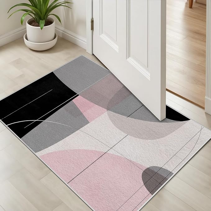 Abstract Art Line Living Room Area Rugs 4x5, Modern Boho Geometric Print Rug - Image 4