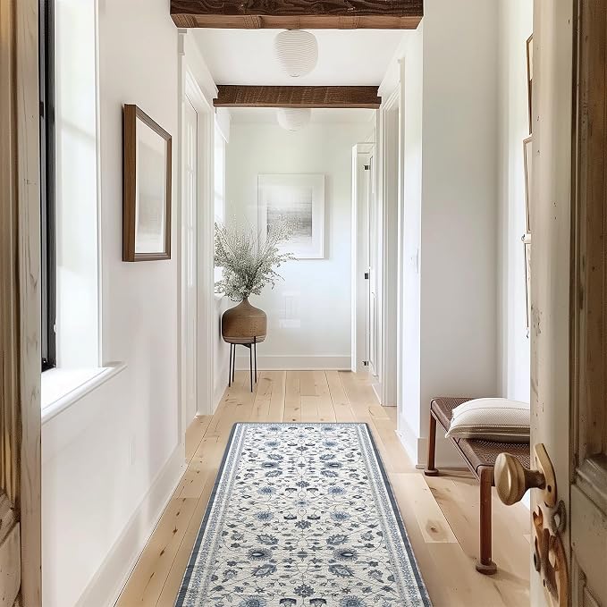 EVERGRACE Hallyway Area Runner Rugs 2x6, Boho Floral Faux Wool Indoor Outdoor by EverGrace