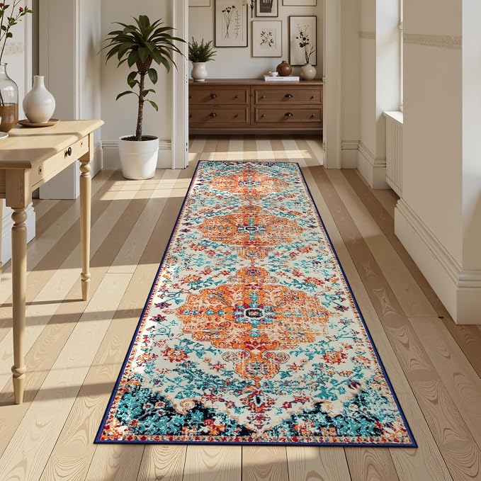 Lahome Bohemian Floral Medallion 2'8" x 10' Hallway Runner Rug, Soft Washable - Image 3