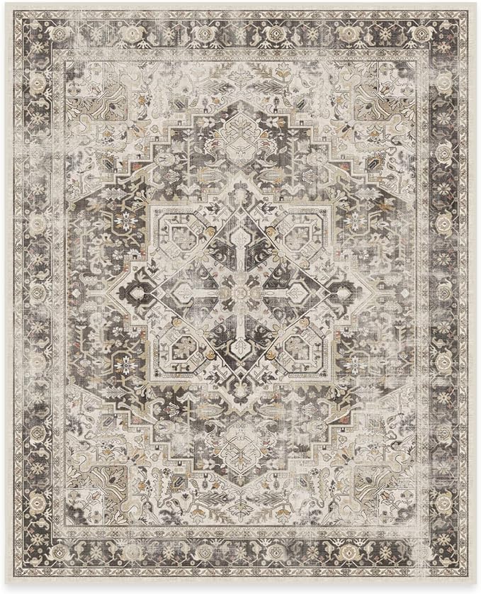 RUGGABLE Washable Vintage Area Rug – Kamran Hazel 8x10, Stain-Resistant by RUGGABLE
