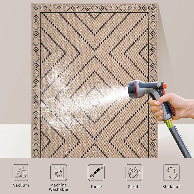 Tangsoo Easy Jute Rug 3x5 for Entryway, Geometric Non-Slip Washable Indoor - Image 6
