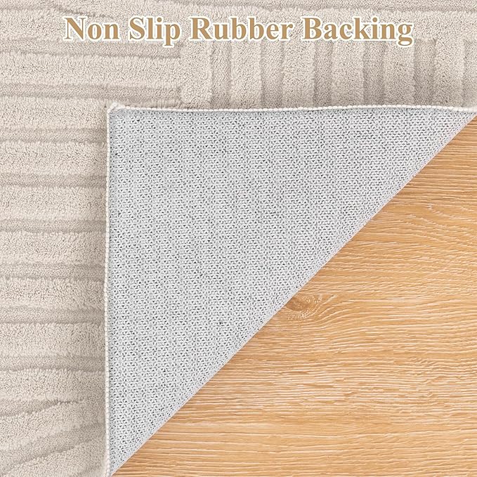 Pauwer 3x5 Washable Area Rugs for Living Room Modern Beige Solid Color Soft - Image 4