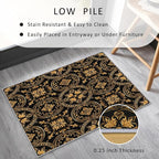 Black Gold Baroque Rug, Washable 6x9 Rug - Image 4
