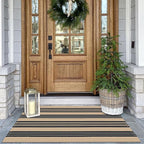 KOZYFLY Striped Front Door Mat 27.5x43 Inches Brown and Black Front Door Rug by KOZYFLY