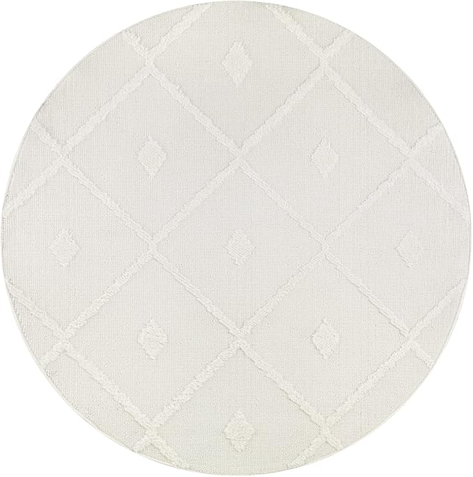 Antep Rugs Palafito 5x5 Geometric Shag Diamond High-Low Pile Textured Indoor - Image 3