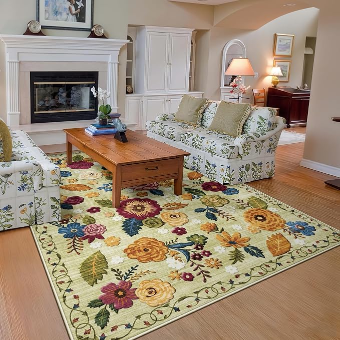 5x8 Machine Washable Area Rug for Living Room, Kids and Pets Friendly for by GERUIMO