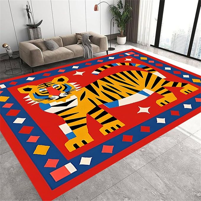 Jungle Animal Area Rug, Unique Design Tiger Print Rug - Image 3