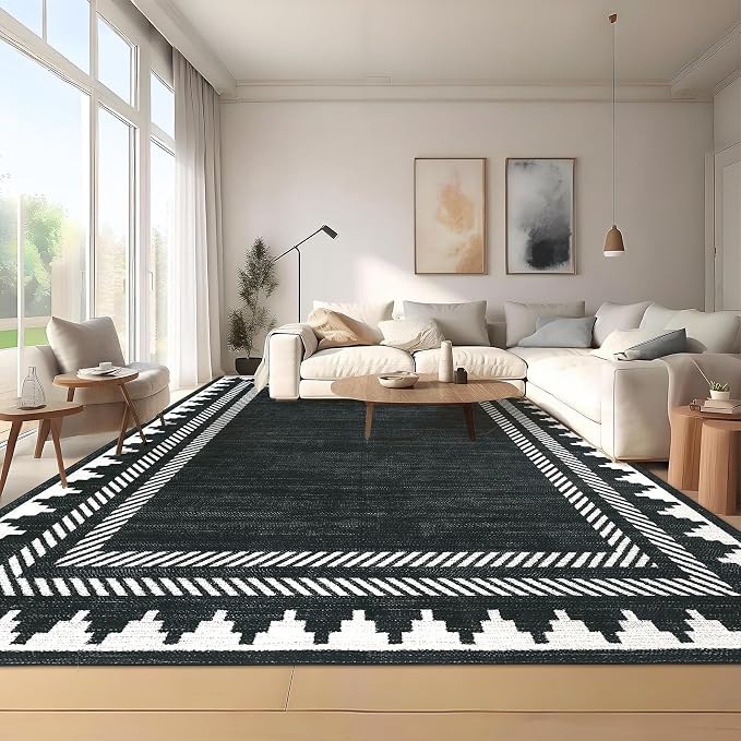 Modern Low Pile Non Slip 5x7 Machine Washable Living Room Area Rug Foldable - Image 2
