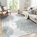 WITSHOCK 6x9 Washable Rug for Living Room, Modern Floral Distress Print Pattern by WITSHOCK