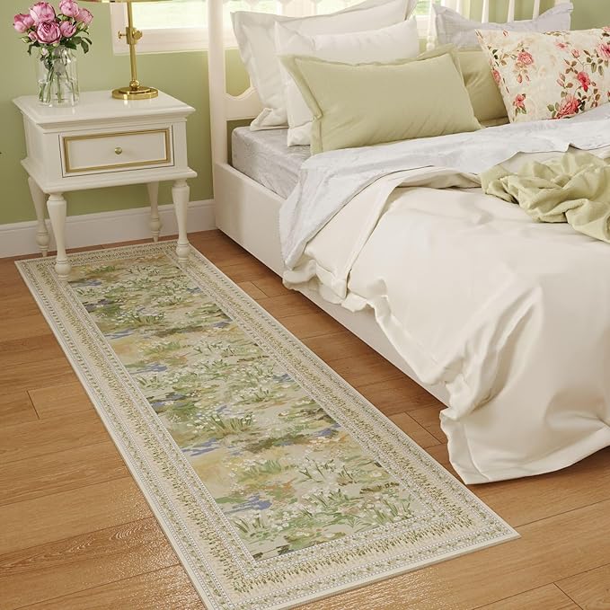 Rugcomf 2x6 Runner Rug Impressionist-Style Vintage Kitchen Rugs Non Slip - Image 4