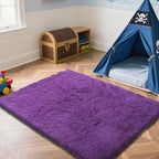 Purple Fluffy Rug Shaggy Area Rug, 6x9 Area Rugs - Image 2