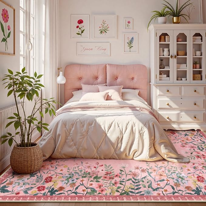 Lahome Boho Floral 5x7 Pink Rugs - Image 2