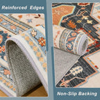 5x7 Orange Beige Area Rug for Living Room, Machine Washable Rugs - Image 5