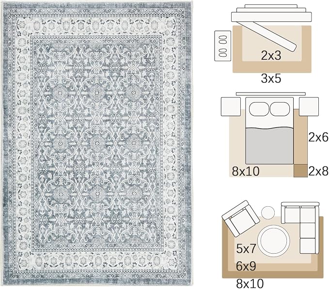jinchan Floral 9x12 Area Rugs for Living Room - Image 2