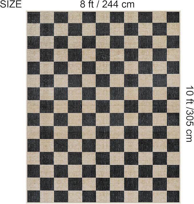 LIVEBOX 8x10 Area Rugs for Living Room, Checkered Non-Slip Washable Rugs - Image 2