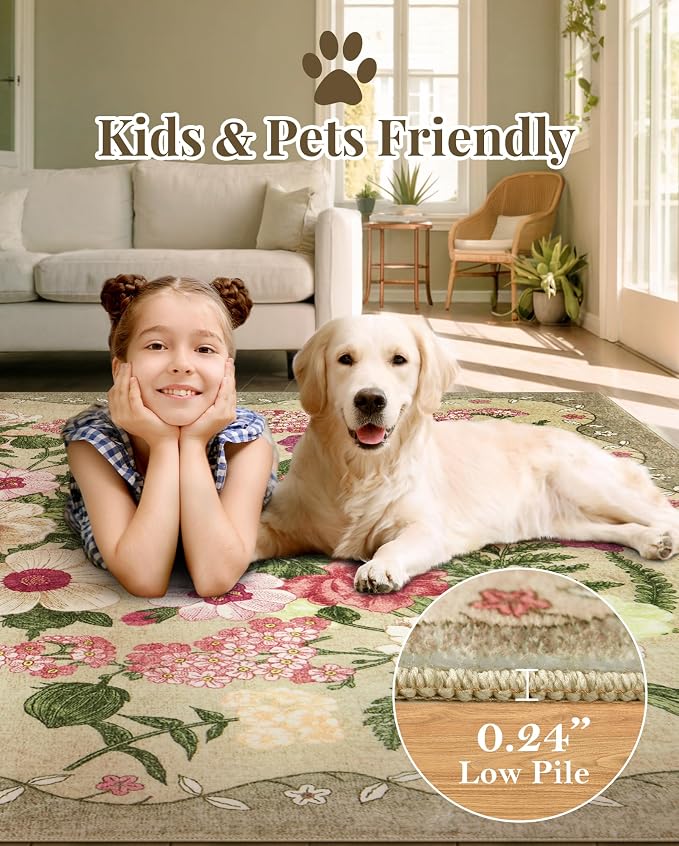 Floral Area Rug Living Room - Image 6