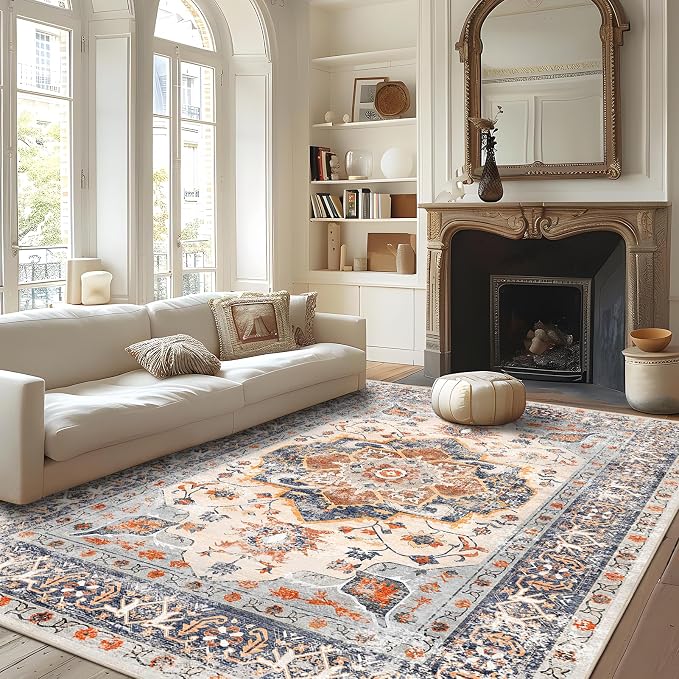 VK VK·LIVING Machine Washable Rug 5'x7' Vintage Design Washable Area Rugs by VKVK%C2%B7LIVING