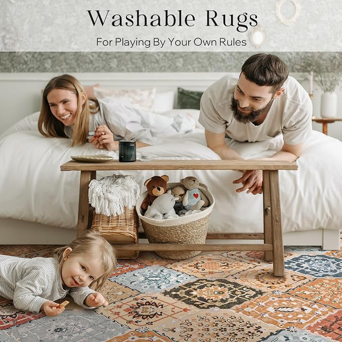 Phantoscope Washable Area Rug 8'x10' Non-Slip, Vintage Boho Rugs - Image 9