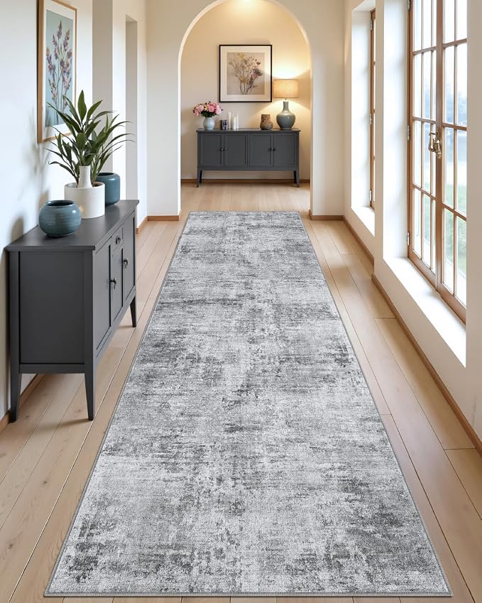 DEXI Hallway Runner Rug 3x8, Modern Abstract Non Slip Thin Soft Runners Carpet - Image 8