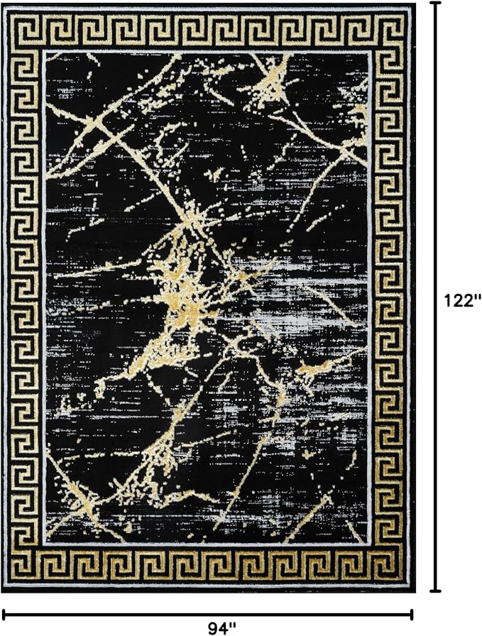 GLORY RUGS Area Rugs Marble 8x10 Black Gold Carpet Modern Abstract Rug Living - Image 2