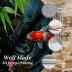 Pond Koi Fish Living Room Rug, Summer Greenery Moss Stream Indoor Decor Carpet - Image 4