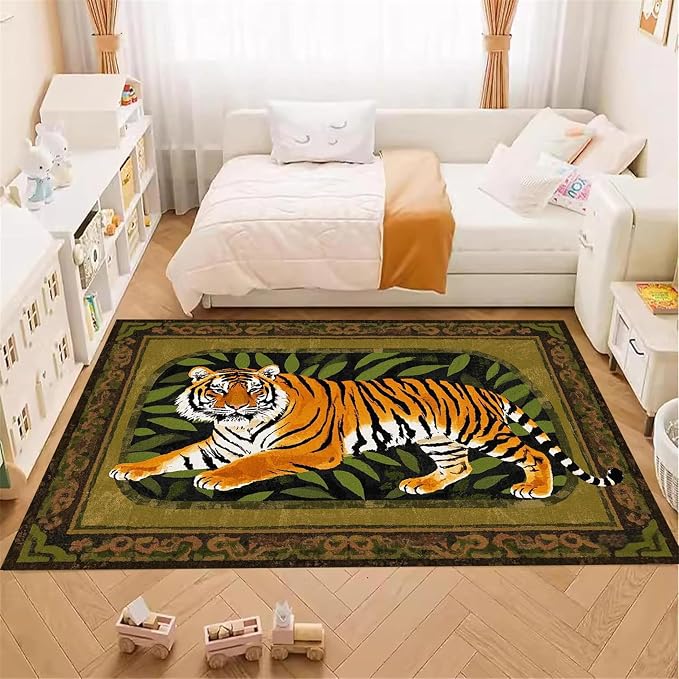 Tiger Area Rug, Tiger Print Rug, Tiger Themed Stylish Rug, Bohemian Vintage - Image 4