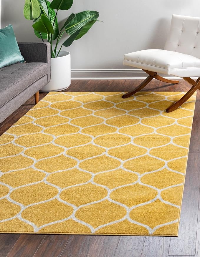 Rugs.com Lattice Frieze Collection Rug – 5' x 8' Yellow Medium Rug Perfect by Rugscom