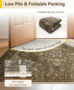 Area Rugs 3'x5' Washable Non-Slip, Floral Vintage Distress Print Pattern - Image 3