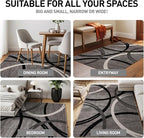 Rugshop Wavy Circles Design Area Rug, Fade-Resistant Carpet - Image 3