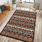 Rustic Cabin Wildlife Area Rug 3x5 Washable Bedroom Rug, Bear Moose Deer Country by KENADVI