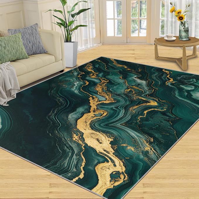 4x5 Abstract Marble Indoor Outdoor Rug - Image 3