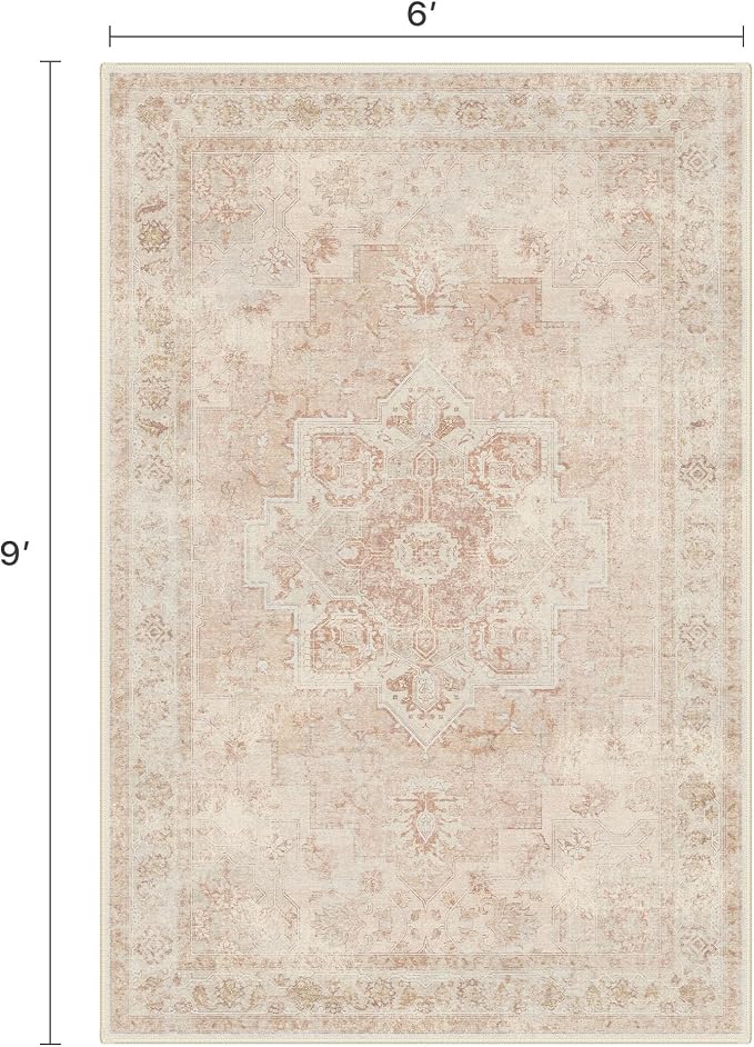 6x9 Area Rugs for Living Room, Machine Washable Rug, Non Slip Vintage Rugs - Image 2