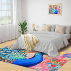 Peacock Area Rug 4x6-4x6 Rug, Boho Floral Rugs - Image 4