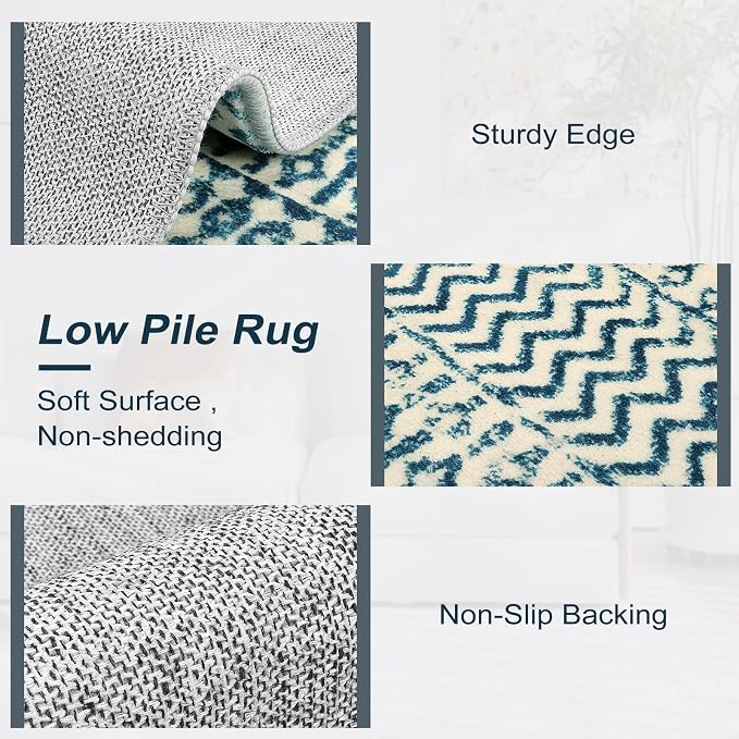 Moroccan Small Rug for Bedroom 2x4, Soft Non-Slip Indoor Door Mats for Entryway - Image 3