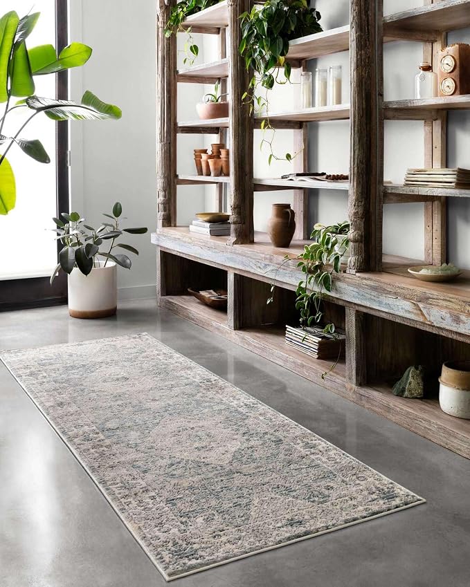 Loloi Teagan Collection TEA-04 Sky/Natural 6'-7" x 9'-2" Area Rug, Soft Neutral - Image 5